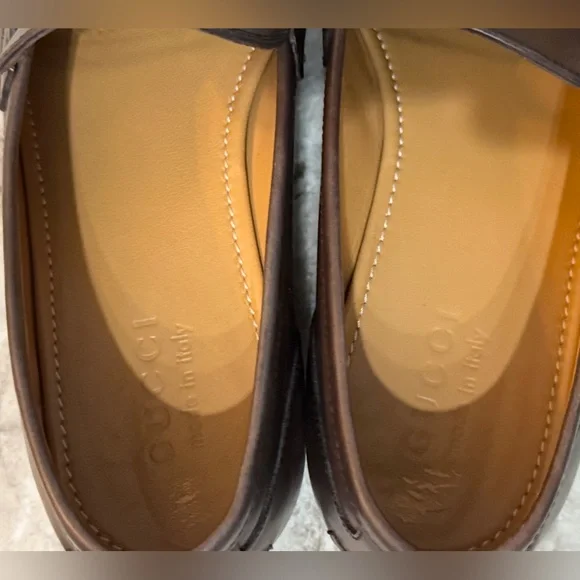 GUCCI Jordaan Horsebit Brown Leather Loafer 8 /8.5 US Moccasin $1100